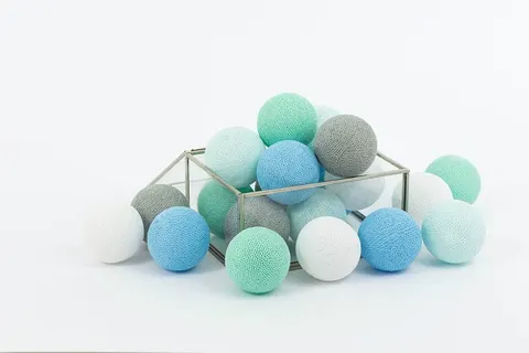 Zestaw lampek Cotton Balls Mint Pastel
