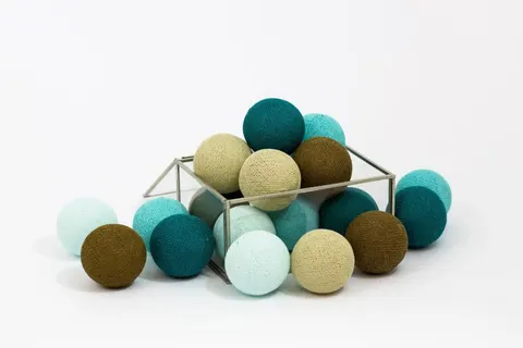 Zestaw lampek Cotton Balls Turkusove