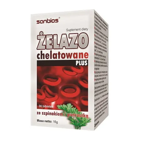 Żelazo Chelatowe 30 tabl. Sanbios