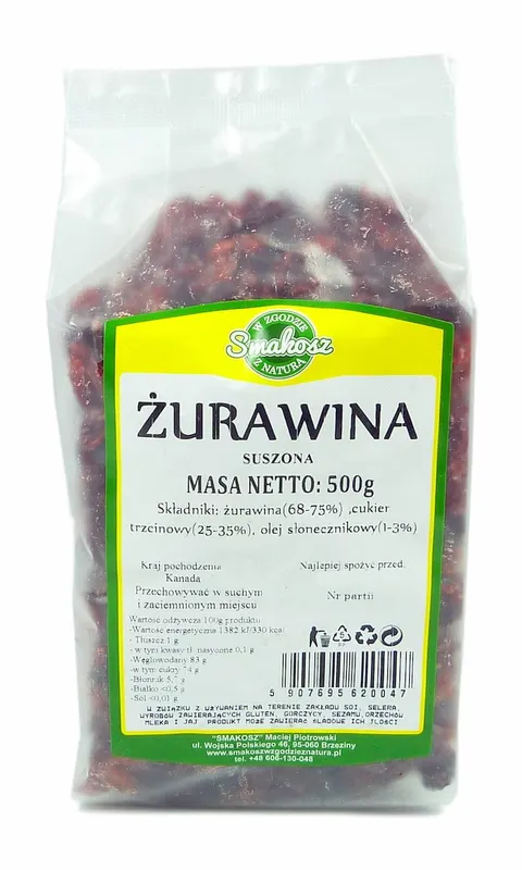 Żurawina suszona kandyzowana 500 g.