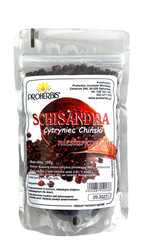 Schisandra - Cytryniec Chiński - suszone owoce 100g