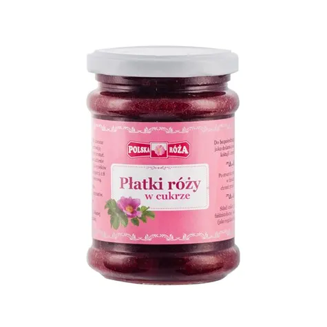 Płatki róży w cukrze 320 g Polska Róża.