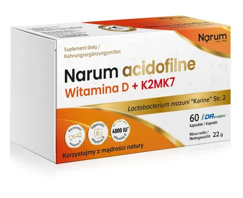 Narum acidofilne Witamina D3 4000 + K2MK7 | 60 kapsułek 300 mg