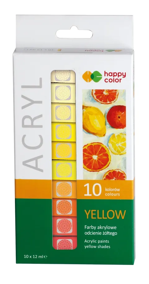 Zestaw farb akrylowych Happy Color 10x12 ml Yellow