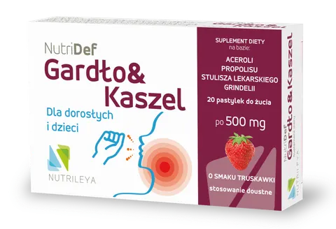 Nutridef Gardło & Kaszel 20 past o smaku truskawkowym