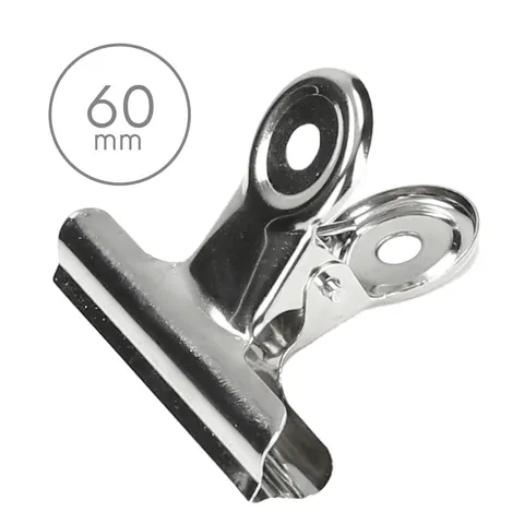 Klips metalowy do papieru srebrny - 60 mm