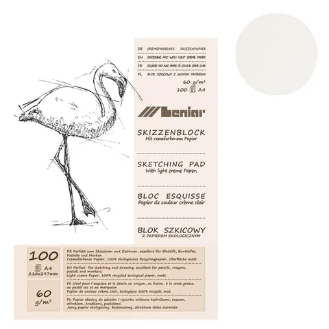 Blok szkicowy Leniar Sketching Recycling Paper A4 100 kartek, papier ekologiczny 60g/m2