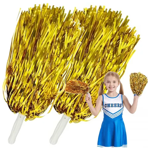 Pompony cheerleaderki do tańca na występy złote 2 szt.