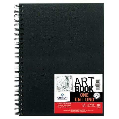 Artbook na spirali Canson One - 21.6 x 27.9 cm, 100 g, 80 ark.