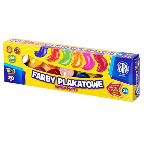 Farby plakatowe Astra zestaw 12 + 1 x 20 ml