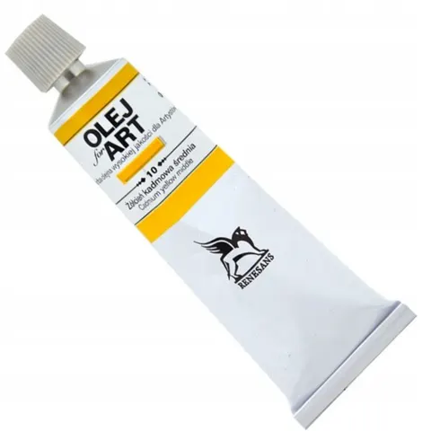 Farba olejna 60ml, żółcień kadmowa średnia, Renesans, NR 10