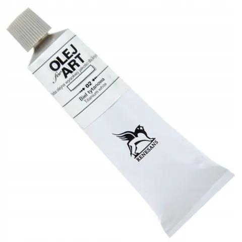 Farba olejna 60ml, Biel tytanowa, Renesans, NR 2