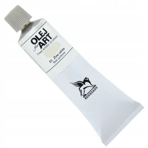 Farba olejna 60ml, biel cynkowa, Renesans, NR 1