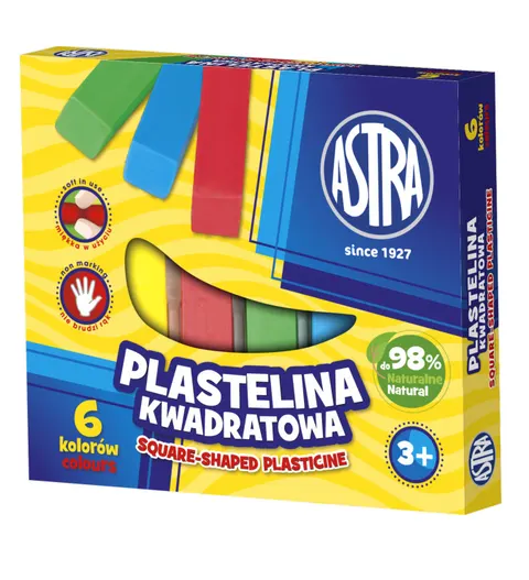 Plastelina 6 kolorów kwadratowa ASTRA