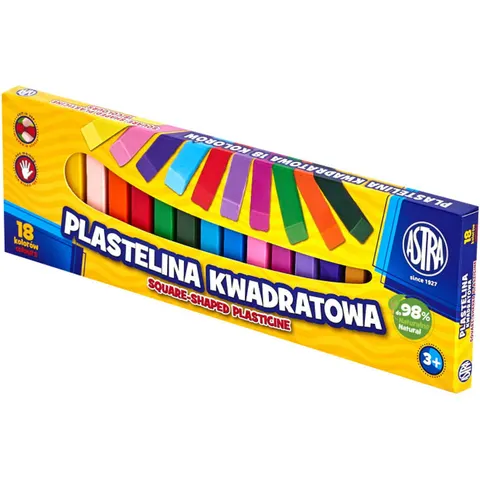 Plastelina kwadratowa Astra - 18 kolorów