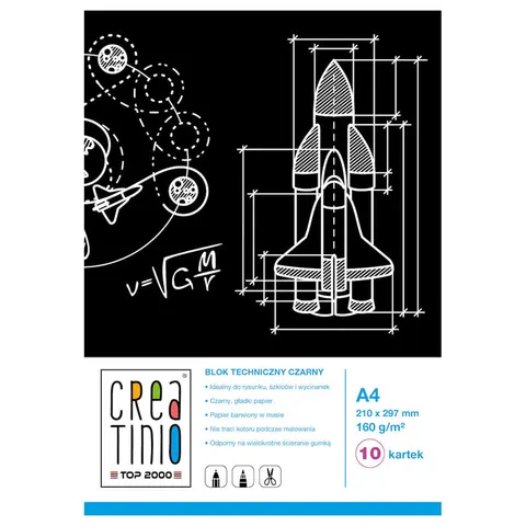 Blok techniczny Creatinio czarny - A4, 160 g, 10 ark.