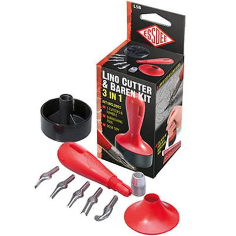 Zestaw do linorytu ESSDEE Lino Cutter & Baren Kit 3w1 - 7 szt.