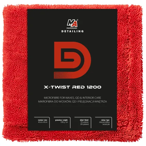 MA Pro Detailing X-Twist Red - Kompaktowa mikrofibra 40x40cm 1200gsm