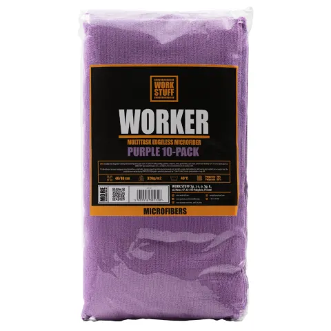 Work Stuff Worker Purple 10-pack – delikatna mikrofibra bez obszycia 40×40 cm, 320 gsm