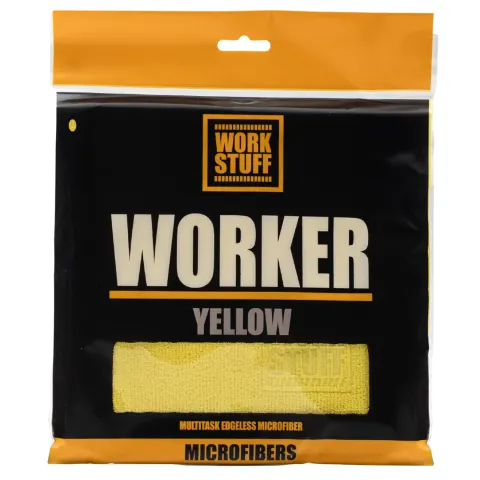 Work Stuff Worker Yellow – delikatna mikrofibra bez obszycia 40×40 cm, 320 gsm