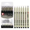 Cienkopisy Pigma Micron + Pigma Brush zestaw 6+1, Sakura