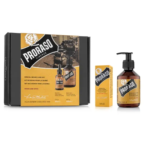 Proraso duo pack zestaw do brody olejek + szampon, wood & spice