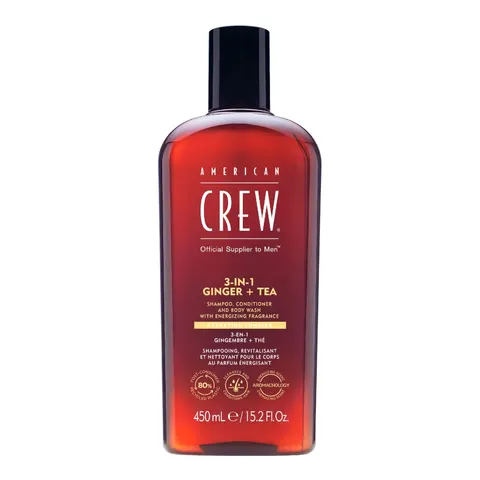 American crew 3-in-1 ginger + tea szampon, odżywka i żel pod prysznic, 450ml