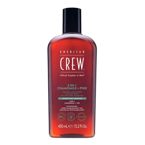 American crew 3-in-1 chamomile + pine szampon, odżywka i żel pod prysznic, 450ml