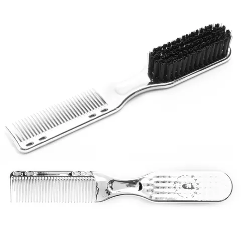 Fox barber expert fade & beard brush szczotka i grzebień do brody 2w1 silver
