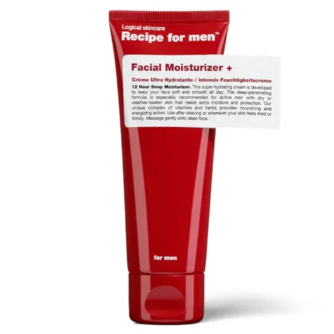 Recipe for men: facial moisturizer+ - głęboko nawilżający krem do twarzy dla mężczyzn, 75ml