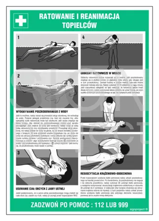 Instrukcja ratowania i reanimowania topielców 245x350mm
