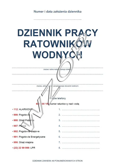 Dziennik pracy Ratowników Wodnych