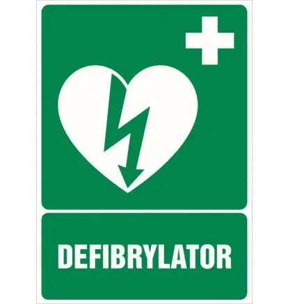 Znak - Defibrylator na folii samoprzylepnej