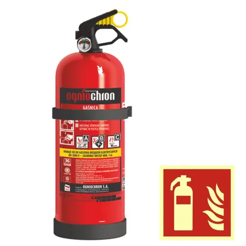 Zestaw gaśnica 4kg+ znak gaśnica