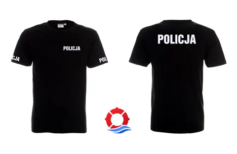 Koszulka czarna bawełniana Policja odblaskowa
