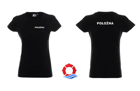 Koszulka bawelniana czarna damska Położna