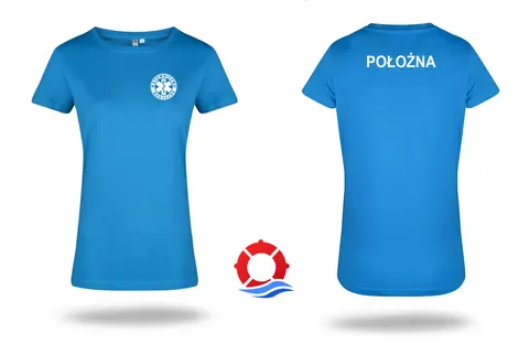 Koszulka bawełniana damska niebieska Eskulap Położna