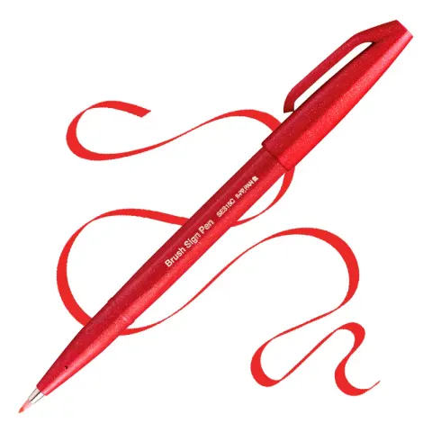 Pisak BRUSH SIGN PEN czerwony SES15C-B PENTEL