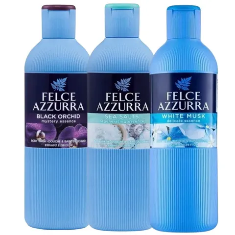 Felce Azzurra Orchidea, Sali Marini, White Musk żele pod prysznic 3x 650ml