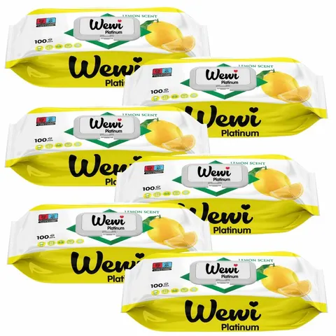 WEWI Platinum Lemon chusteczki czyszczące cytryna EXTRA GRUBE 100szt x6