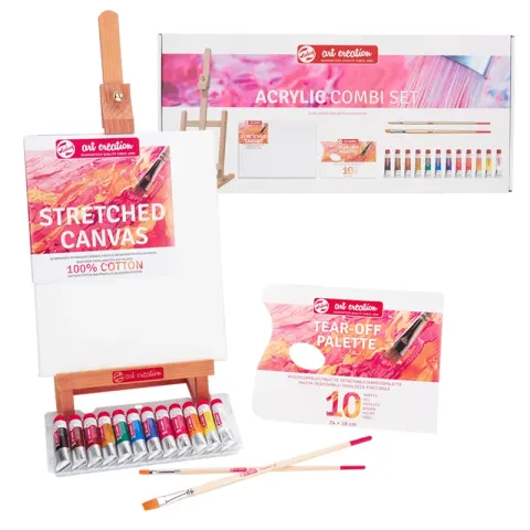 Farby akrylowe Art Creation zestaw Combi Set 12x12 ml + akcesoria Royal Talens