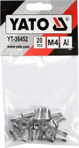 Nitonakrętki aluminiowe M4 20szt Yato