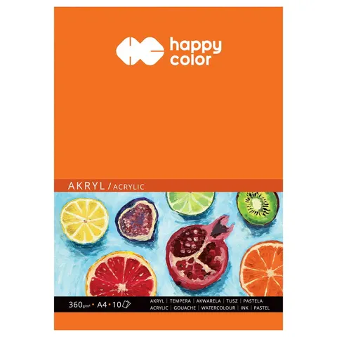 Blok do akrylu, Art., A4, 10 ark, 360g, Happy Color