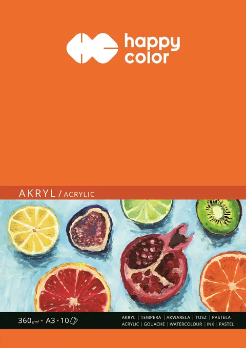 Blok do akrylu, Art., A3, 10 ark, 360g, Happy Color