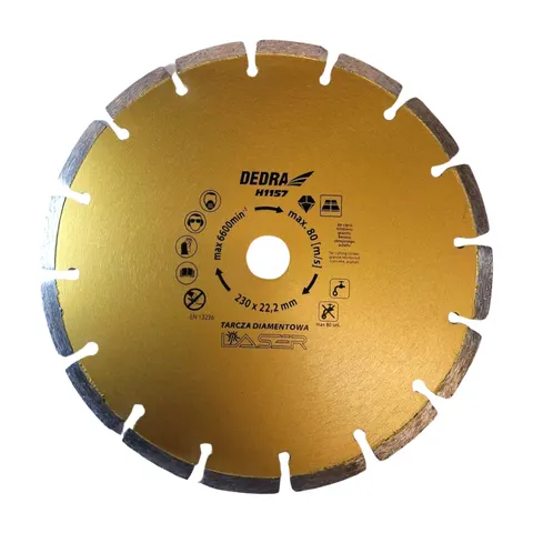Tarcza Laser diamentowa do cięcia granitu, asfaltu 230 x 22,2mm Dedra