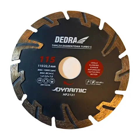 Tarcza diamentowa TURBO S do cięcia cegły 115 x 22.2mm Dynamic Dedra