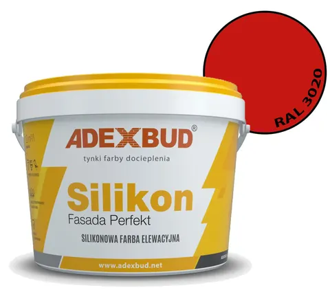 Farba silikonowa czerwona RAL 3020 "Fasada Perfekt" 5L Adexbud