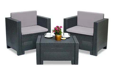 Meble balkonowe z technorattanu Colorado Terrace 2 antracyt Bica