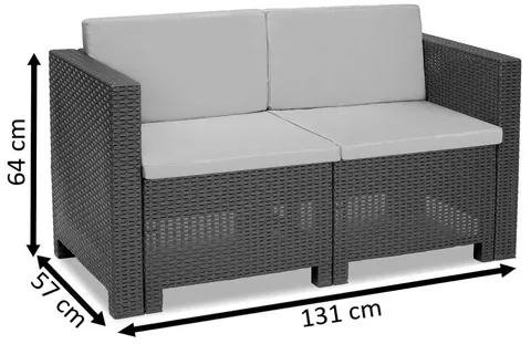 Dwuosobowa technorattanowa sofa Colorado antracyt Bica