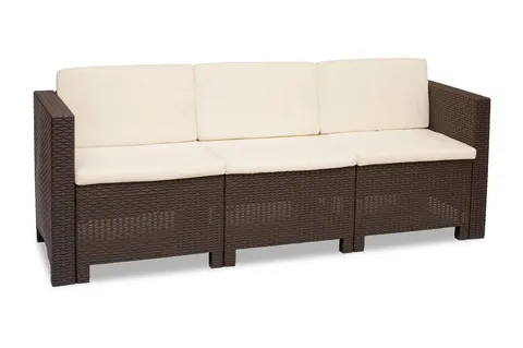 Trzyosobowa technorattanowa sofa ogrodowa Colorado brąz Bica
